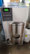 (R2J) Household. 9 Items. 1 X 30L Pedal Bin Brushed Chrome & 8 X Mixed Condition Pedal Bins