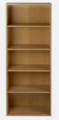 (R3F) 1 X Oak Effect 5 Tier Bookcase (W600 x H1480 x D300mm)