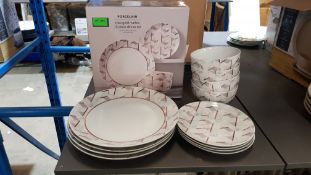 (R2K) Household. 1 X Rose Gold Marble 12 Piece Dinner Set