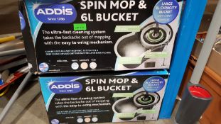 (R3E) Household. Contents Of Floor. To Include 2 X Addis Spin Mop & 6L Bucket, Mops, Dust Pan & Bru