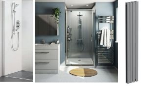3 Items. 1 X Orchard 6mm Pivot Door 700mm (bpd704) , 1 X Bonaire Vertical Anthracite Double Flat P
