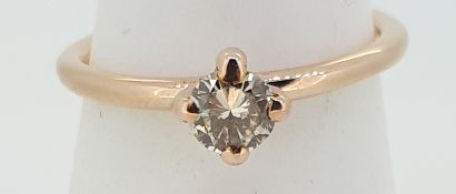 HANDMADE 9ct (375) Rose Gold 0.35ct Cognac Diamond Solitaire in a Four Claw Setting