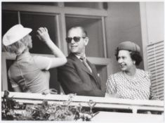 Royalty Prince Philip, The Queen and Princess Anne Derby Day at Epsom 1982