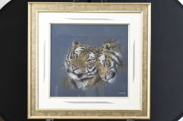 Joel Kirk Original Pastel of Tigers