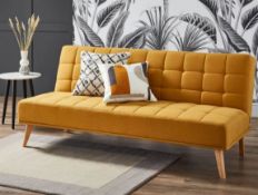 (R6H) Household. 1 X Clik Clak Kelly Sofa Bed Ochre. Wooden Frame With Solid Birchwood Legs. 100% P