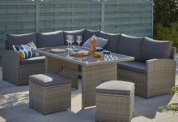 (R10E) Garden Furniture. 1 X Matara 7 Seater Corner Sofa Dining Set. RRP £700