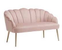 (R7L) Sophia Occasional Sofa Blush Velvet Fabric Cover, Metal Legs. (H77 X W127 X D71cm) RRP £200
