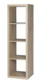 (R6O) Household. 1 X Living Elements Clever Cube 1 X 4 Cube Storage Unit Oak Finish (H1460 X W410 X