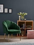 (R7I) Household. 1 X Sophia Occasional Chair Emerald. Velvet Fabric Cover, Metal Legs. (H77 X W64 X
