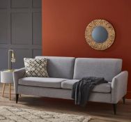(R7P) Household. 1 X Scandi Stella Sofa Grey. 3 Seater Sofa. Wooden Frame With Black Wood Legs. (H7