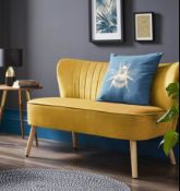 (R7J) Household. 1 X Cocktail Sofa Ochre. Velvet Fabric Cover With Rubberwood Legs. (H72 X W110 X D