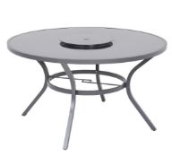 (R12) Garden. 1 X Misali Table With Lazy Susan. Powder Coated Aluminium Frame. Toughened Glass Tabl