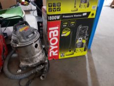 (R3I) 2 Items. 1 X Ryobi 1800W Pressure Washer & 1 X Ozito Wet / Dry Vac (As Seen)
