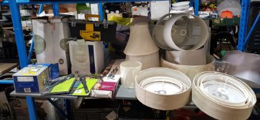 (R2F) Contents Of Shelf. Mixed Lot. To Include Mixed Lamp / Light Shades, Mansion Loop Top Fire Com