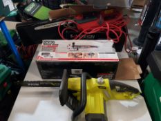 (R3M) 3 Items. 1 X Ryobi 1900W Electric Chainsaw (Ex Display, Power Cord Cut. Appears Unused), 1 X