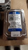 (R13A) 3 Hard Drive Items. 1 X WD Blue 1.0 TB SATA 64mb (WD10EZEX) , 1 X WD Purple 1.0 TB SATA 64mb