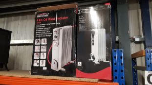 (R13B) 2 Items. 1 X Mistral 9 Fin Oil Filled Radiator & 1 X Stylec 5 Fin Tall Oil Radiator 1000W