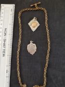 2 Silver Fobs and a double Watch Chain