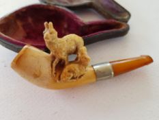 Meerschaum Pipe with Deer Carving.