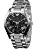 Emporio Armani Ar0673 Men's Black Dial Silver Bracelet Quartz Chronograph Watch