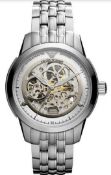Emporio Armani Ar4626 Men's Meccanico Silver Bracelet Watch