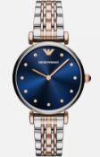 Emporio Armani Ar11092 Ladies T-Bar Rose Gold & Silver Bracelet Quartz Designer Watch