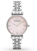Emporio Armani Ar1779 Ladies Gianni T-Bar Silver Bracelet Watch