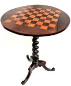 Antique Edwardian Games Table Inlaid Chess Board     Antique Edwardian Games Table Inlaid Chess