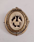 Antique Victorian Swivel Remembrance Brooch Carved Doves Insert     Antique Victorian Swivel