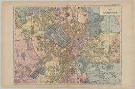 Antique Map 1899 G. W Bacon & Co Plan of Bradford Antique Map 1899 G. W Bacon & Co Plan of