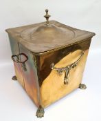 Antique Art Nouveau Brass Coal Scuttle Art Nouveau Brass Coal Scuttle.Measures 12 inches square by