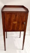 Edwardian Bedside Pot Cupboard Shell Design Inlaid Veneer & Stringing     Edwardian Bedside Pot