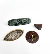 Vintage Costume Jewellery 2 Metal & 2 Ceramic Items c1960's Vintage Costume Jewellery 2 Metal & 2