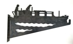 Vintage Black Metal Barge Sign Vintage Black Metal Barge Sign.Measures 18 inches long.Part of a