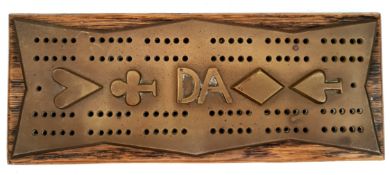 Antique Brass and Wood Crib Board     Antique Brass and Wood Crib Board.Measures 10 inches long 4