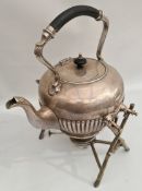 Antique Silver Plated Spirit Kettle James Deakin on Faux Tree Support Antique Silver Plated Spirit