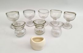 Vintage Antique 8 x Clear Glass Eye Baths & 1 Ceramic     Vintage Antique 8 x Clear Glass Eye