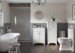 New (Y107) Lucia 465mm Tall Boy Unit In Satin White Ash. RRP £395.00. Truly Transitional Range...