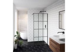 New (E162) 1200mm Shoji Crittall Black Walk In Shower Screen. RRP £499.99.8mm Easyclean Glass... New