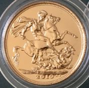 UK 2010 Elizabeth II 22k Uncirculated Gold Sovereign in Capsule