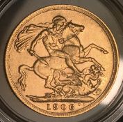 1906 Gold Sovereign Edward VII London Mint in Capsule High Grade