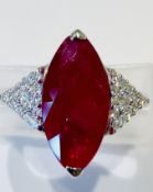 Beautiful 5ct Natural Ruby Ring Burmese With Natural Diamonds & 18k White Gold