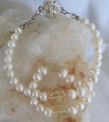 Citrine and cultured Pearl bracelet with magnetic clasp zircon embedded special occasions