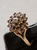 White Sapphire 9 Carat Yellow Gold Cluster Ring