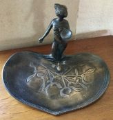 Art Nouveau lady on heart shape dish