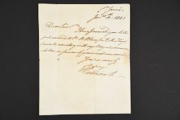William IV (1765 - 1837) Handwritten letter dated 1821.