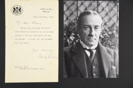 Stanley Baldwin (1867 - 1947) Original Headed Letter unusually signed 
