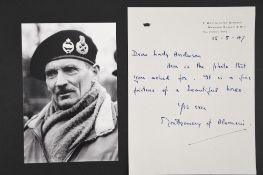 Montgomery of Alamein. (1887 - 1976) Original Signed Letter dated 1947.