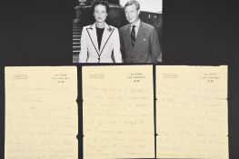 Wallis Windsor (nee Simpson) (1896 - 1986) Handwritten & signed letter.