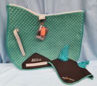 Shires Performance Luxury Suede Saddlecloth & Matching Ear Bonnet